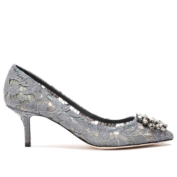 Dolce & Gabbana Bellucci 60 Pumps in Taormina Lace Crystals Grey 37 - Picture 10 of 10